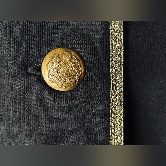 Ralph Lauren Cotton Jacket Buttons Logo Gold Black Extra Large Crop Designer - Picture 9 of 11